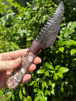 Handmade Silver Sheen Obsidian and Bird's Eye Rhyolite Dagger With Case
