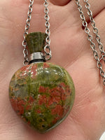 Unakite Perfume / Essential Oil Bottle Necklace