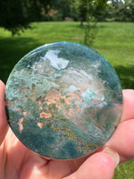 Moss Agate Polished Round Slice #20