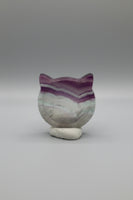 Cat Head Shape Rainbow Fluorite Bowl Carving #1