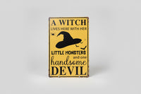 A Witch Lives Here Novelty Tin Sign