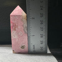Rhodochrosite Four-Sided Tower #7 – Pink & Cream Natural Mineral Patterns