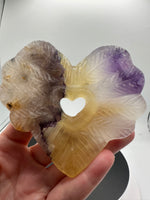 Rainbow Fluorite Decorative Carved Heart with Stand #6
