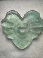 Green Fluorite Decorative Carved Heart with Stand #1