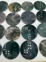 Moss Agate Round Polished Slices, Set of 3