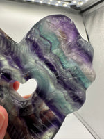 Rainbow Fluorite Decorative Carved Heart with Stand #4