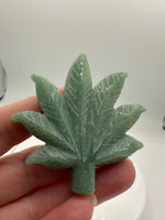 Green Aventurine Cannabis Leaf Carving #4