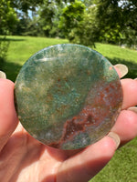 Moss Agate Polished Round Slice #8