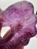 Purple Fluorite Decorative Carved Heart with Stand #7