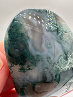 Moss Agate Carved Heart #9