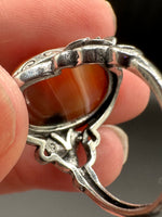 Vintage Style Carnelian Stainless Steel Adjustable Ring #8
