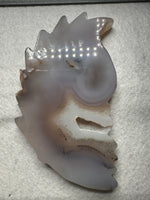 Druzy Dendritic Agate Geode Indigenous-Inspired Profile Headdress Carving #4