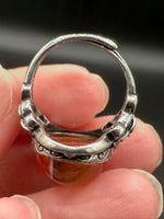 Vintage Style Carnelian Stainless Steel Adjustable Ring #9