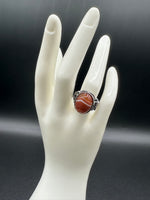 Vintage Style Carnelian Stainless Steel Adjustable Ring #7