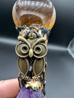 Tiger Eye & Amethyst Decorative Crystal Broom with Owl