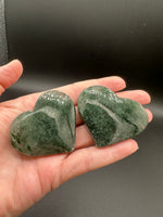 Green Mica in Quartz Heart | Polished Natural Crystal Heart | Green Mica Quartz Pocket Stone BIN #2