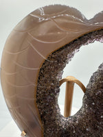 Amethyst Agate Heart Wings Carving with Stand #1