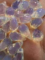 Opalite Faceted Briolette Teardrop Pendants – 12 × 8 mm Glass Pendants for Jewelry Making