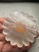 Selenite Daisy Carving with Stand