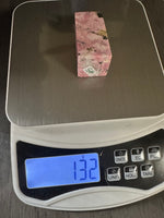 Rhodochrosite Four-Sided Tower #5 – Pink, Cream & Dark Matrix Crystal Point