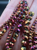 Metallic Sunset Faceted Glass Rondelle Bead Strands – Graduated Sizes