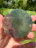 Moss Agate Polished Round Slice #8