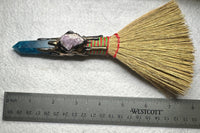 Blue Apatite & Amethyst Witch Broom with Crystal Cluster
