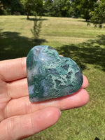 Moss Agate Carved Heart #9