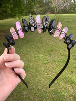 Pink & Black Handmade Natural Crystal Crown Headband