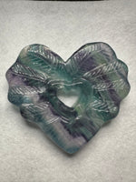 Rainbow Fluorite Decorative Carved Heart with Stand #9