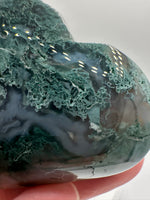 Moss Agate Carved Heart #9