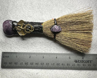 Amethyst Decorative Crystal Broom with Dragon & Heart
