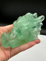 Natural Green Fluorite Dragon Head Carving #8 – 451g