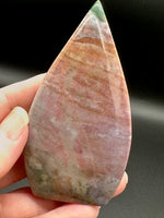 Ocean Jasper Polished Arrow Flame Freeform #5  – Pink, Coral & Green – 104g