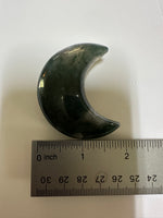 Moss Agate Carved Moon #7