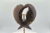 Amethyst Agate Heart Wings Carving with Stand #1