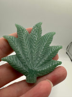 Green Aventurine Cannabis Leaf Carving #2