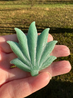 Green Aventurine Cannabis Leaf Carving #3