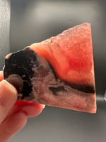 Natural Rhodochrosite Slab #16 – Vivid Raspberry Pink with Black Matrix & Banding