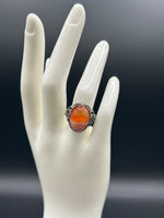 Vintage Style Carnelian Stainless Steel Adjustable Ring #1