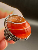 Vintage Style Carnelian Stainless Steel Adjustable Ring #9