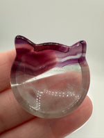 Cat Head Shape Rainbow Fluorite Bowl Carving #1