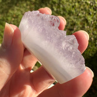 Lavender Amethyst Cluster with Polished Agate Freeform