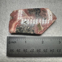 Natural Rhodochrosite Slab #14 – Pink Banded Mineral Specimen with Black Matrix & Natural Vugs