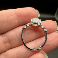 Natural Sri Lankan Moonstone Adjustable Stainless Steel Ring – Blue Flash Gemstone Ring