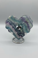 Rainbow Fluorite Decorative Carved Heart with Stand #9