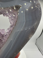 Large Amethyst Agate Heart with Stand #2