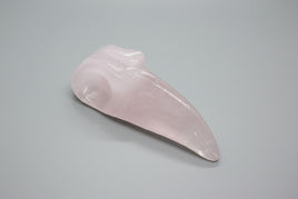 Rose Quartz Raven Skull Carving