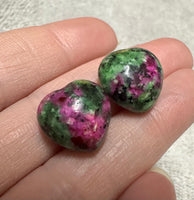 Ruby Zoisite Heart Pair