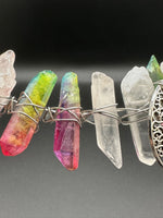 Clear Quartz & Rainbow Aura Crystal Crown Headband – Crescent Moon
